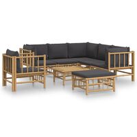 vidaXL 8-tlg. Garten-Lounge-Set mit Dunkelgrauen Kissen Bambus