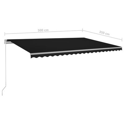 vidaXL Automatische Markise mit LED & Windsensor 5x3,5 m Anthrazit