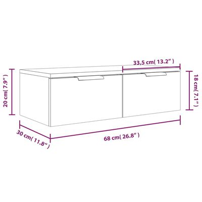 vidaXL Wandschrank Sonoma-Eiche 68x30x20 cm Holzwerkstoff