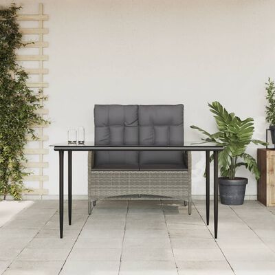 vidaXL 2-tlg. Garten-Essgruppe mit Kissen Grau Poly Rattan