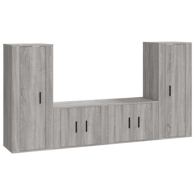 vidaXL 4-tlg. TV-Schrank-Set Grau Sonoma Holzwerkstoff