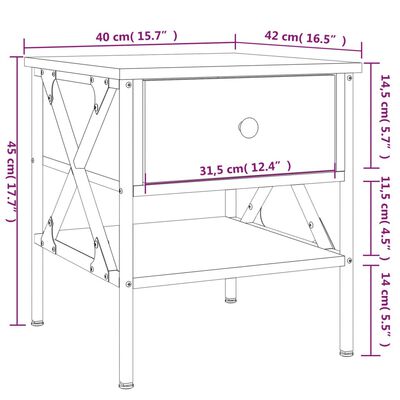 vidaXL Nachttisch Braun Eichen-Optik 40x42x45 cm Holzwerkstoff