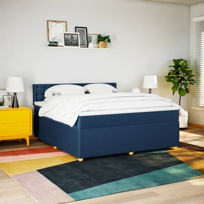 vidaXL Boxspringbett mit Matratze Blau 180x200 cm Stoff