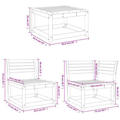 vidaXL 6-tlg. Garten-Sofagarnitur Weiß Massivholz Kiefer