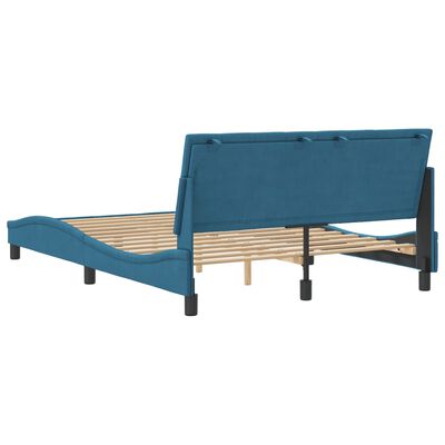 vidaXL Bettgestell mit Kopfteil Blau 140x190 cm Samt