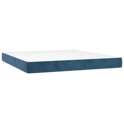 vidaXL Boxspringbett mit Matratze Dunkelblau 160x200 cm Samt