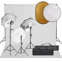 vidaXL Fotostudio-Set mit Beleuchtung, Hintergrund und Reflektor