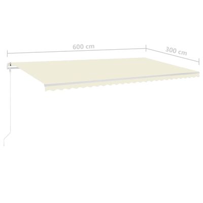 vidaXL Markise Manuell Einziehbar mit LED 6x3 m Creme