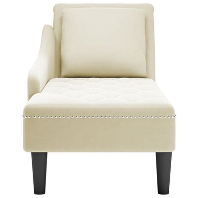 vidaXL Chaiselongue mit Kissen und Rechter Armlehne Creme Samt