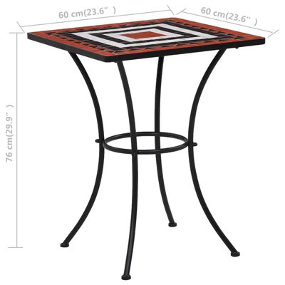 vidaXL Mosaik-Bistrotisch Terrakottarot und Weiß 60 cm Keramik