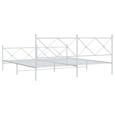 vidaXL Bettgestell mit Kopf- und Fußteil Metall Weiß 200x200 cm