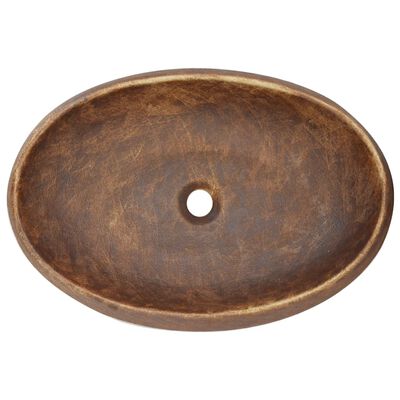 vidaXL Aufsatzwaschbecken Braun Oval 59x40x15 cm Keramik