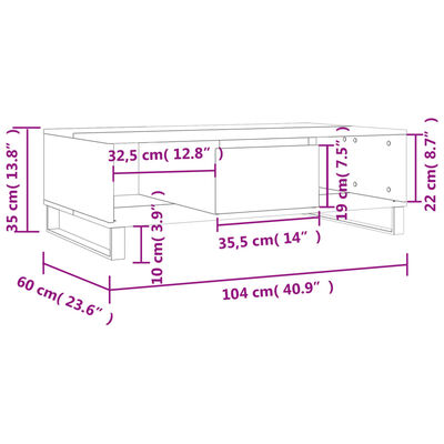 vidaXL Couchtisch Hochglanz-Weiß 104x60x35 cm Holzwerkstoff