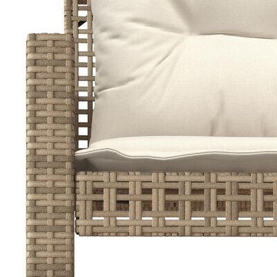 vidaXL 4-tlg. Garten-Sofagarnitur mit Kissen Beige Poly Rattan Glas