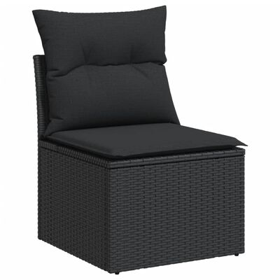 vidaXL 9-tlg. Garten-Sofagarnitur mit Kissen Schwarz Poly Rattan