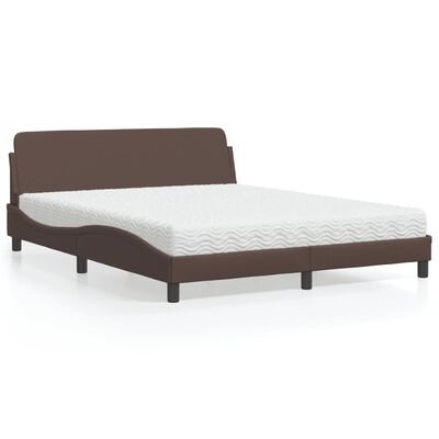 vidaXL Bett mit Matratze Braun 160x200 cm Kunstleder