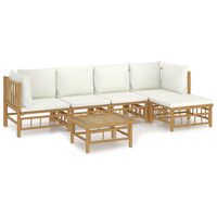 vidaXL 6-tlg. Garten-Lounge-Set mit Cremeweißen Kissen Bambus