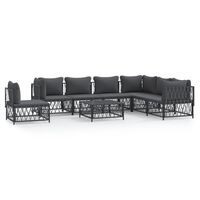 vidaXL 8-tlg. Garten-Lounge-Set mit Kissen Anthrazit Stahl