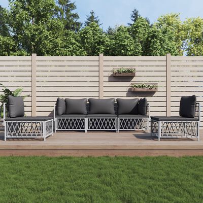 vidaXL 5-tlg. Garten-Lounge-Set mit Kissen Weiß Stahl