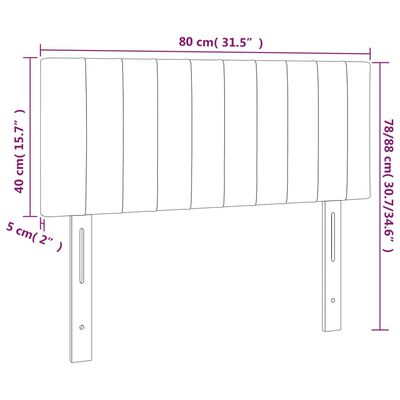 vidaXL LED Kopfteil Hellgrau 80x5x78/88 cm Samt