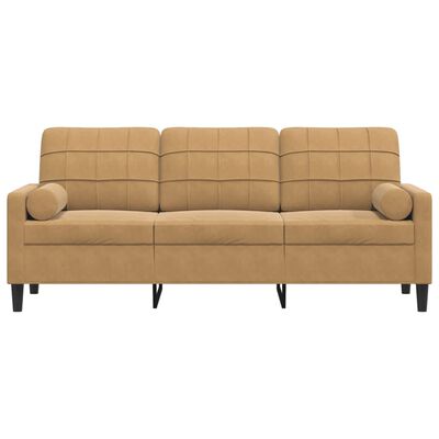 vidaXL 3-Sitzer-Sofa mit Zierkissen Braun 180 cm Samt