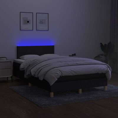 vidaXL Boxspringbett mit Matratze & LED Schwarz 120x200 cm Stoff