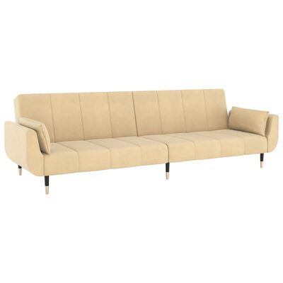 vidaXL Schlafsofa 2-Sitzer mit 2 Kissen Creme Samt