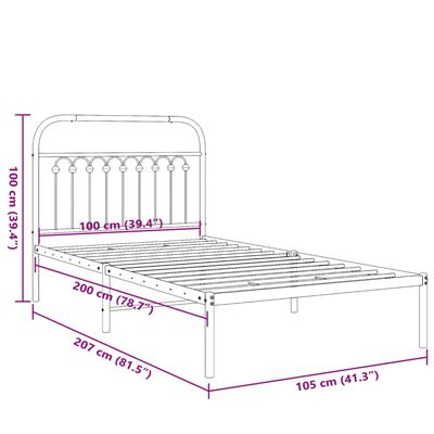 vidaXL Bettgestell mit Kopfteil Metall Weiß 100x200 cm