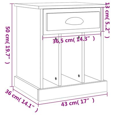 vidaXL Nachttische 2 Stk. Grau Sonoma 43x36x50 cm