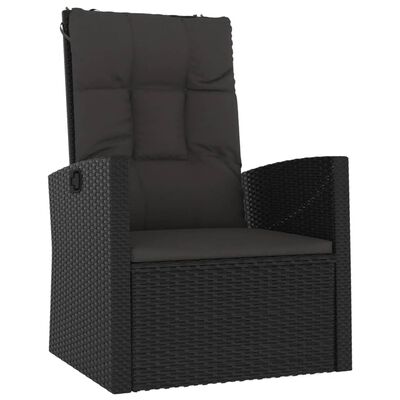 vidaXL 3-tlg. Garten-Lounge-Set mit Kissen Schwarz Poly Rattan