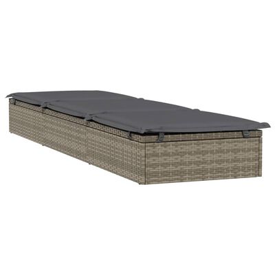 vidaXL Sonnenliege 1 Stk. mit Tisch Grau Poly Rattan