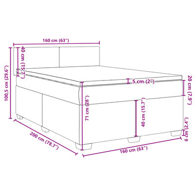 vidaXL Boxspringbett mit Matratze Blau 160x200 cm Samt