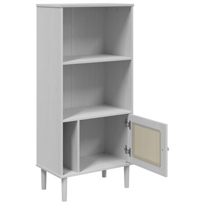 vidaXL Bücherschrank SENJA Rattan-Look Weiß 60x35x130 cm Kiefernholz