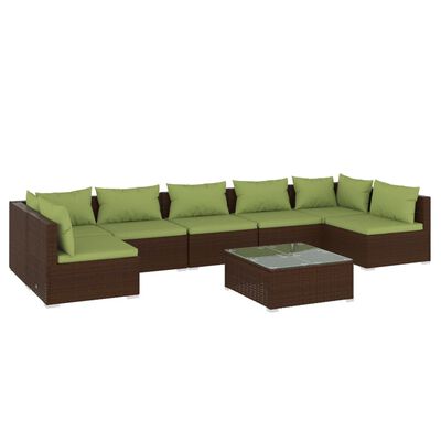 vidaXL 8-tlg. Garten-Lounge-Set mit Kissen Poly Rattan Braun