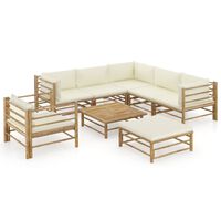 vidaXL 8-tlg. Garten-Lounge-Set mit Cremeweißen Kissen Bambus