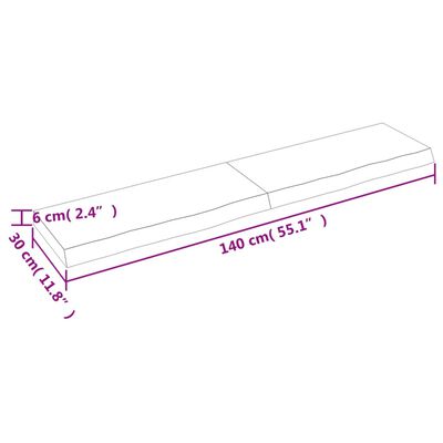 vidaXL Wandregal 140x30x(2-6) cm Massivholz Eiche Unbehandelt