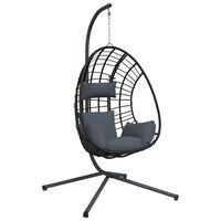 vidaXL Hängesessel Ei-Design mit Ständer Anthrazit Rattan und Stahl