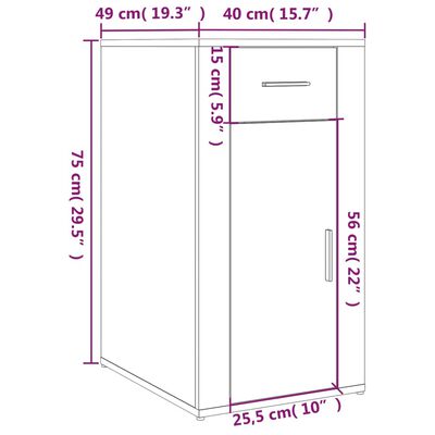 vidaXL Büroschrank Hochglanz-Weiß 40x49x75 cm Holzwerkstoff