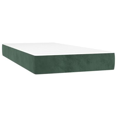 vidaXL Boxspringbett mit Matratze Dunkelgrün 120x190 cm Samt