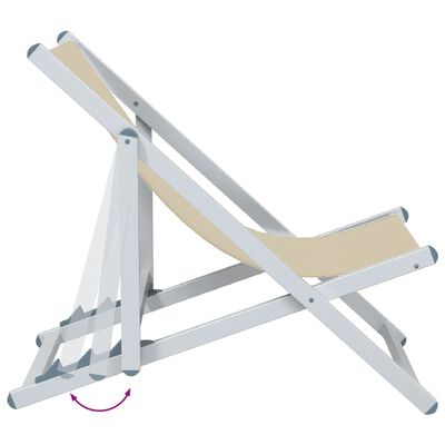 vidaXL Strandstühle 2 Stk. Klappbar Creme Aluminium und Textilene