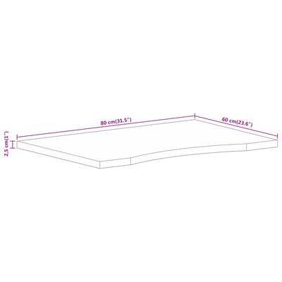 vidaXL Schreibtischplatte mit Aussparung 80x60x2,5 cm Massivholz Mango