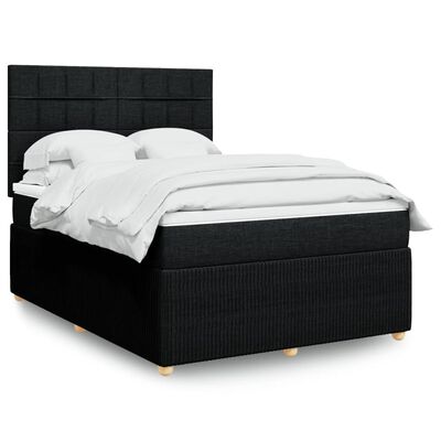 vidaXL Boxspringbett mit Matratze Schwarz 140x200 cm Stoff