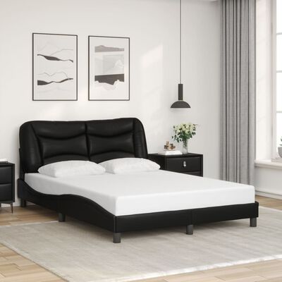 vidaXL Bettgestell mit Kopfteil Schwarz 140x190 cm Kunstleder