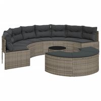 vidaXL 3-tlg. Garten-Sofagarnitur Halbrund Grau Poly Rattan