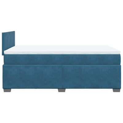 vidaXL Boxspringbett mit Matratze Blau 120x190 cm Samt