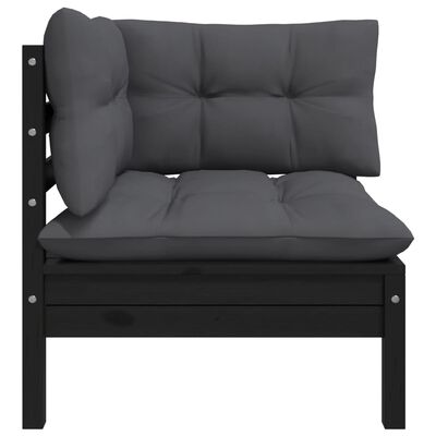 vidaXL Garten-Ecksofa mit Kissen in Schwarz Massivholz Kiefer