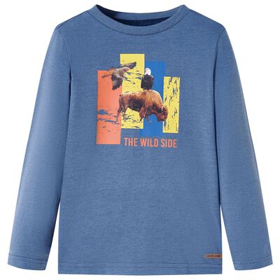 Kinder-Langarmshirt Blau Melange 116