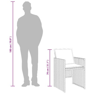 vidaXL 9-tlg. Garten-Essgruppe mit Kissen Beigemischung Poly Rattan