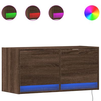 vidaXL TV-Wandschrank mit LED-Leuchten Braun Eichen-Optik 80x31x38 cm