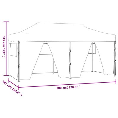 vidaXL Profi-Partyzelt Faltbar mit 4 Seitenwänden 3×6m Stahl Anthrazit